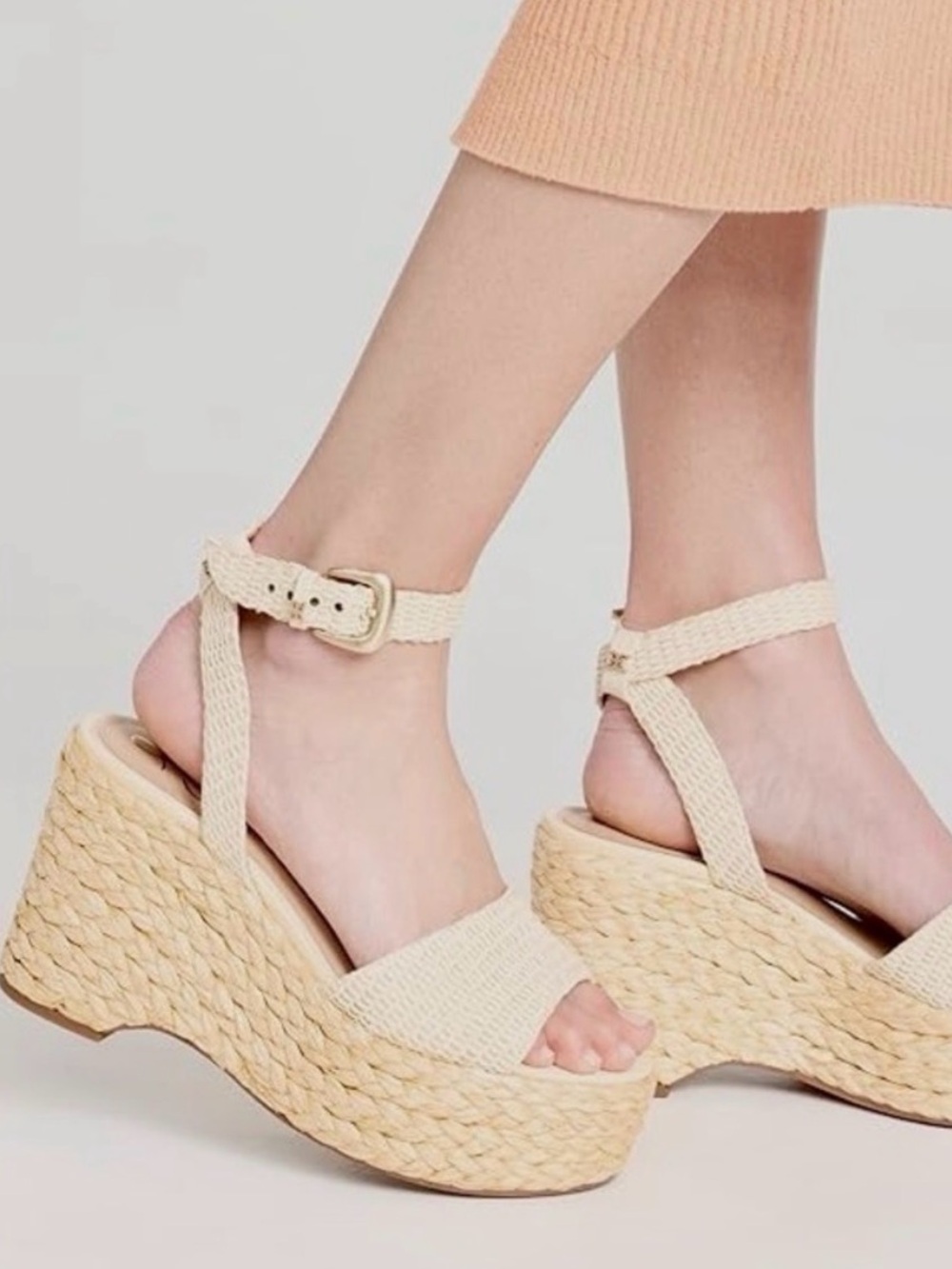 Sam Edelman April Woven Chunky Platform Espadrille Sandals Natural